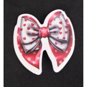 10/$10 Bow With Hearts Valentine's Day Sticker 1.5" x 1.58" (AB)